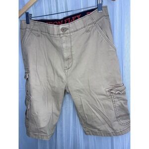 Iron Flex Mens Khaki Cargo Shorts Size 32 Tan Utility Flex Waistband Hiking Work